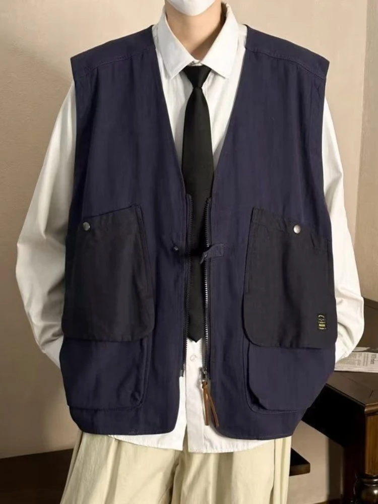 

Vintage Tactical Vest with Multiple Pockets Loose Fit Functional Cargo Vest for Outdoor Activities Unisex Streetwear Essential