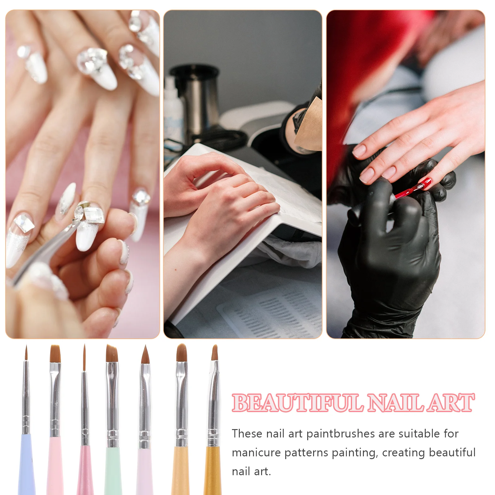 

7pcs Art Paintbrushes Manicure Drawing Pen Gel Brush For Diy Painting Tool Durable Nail Polish Colored Brush Nail Pattern Design