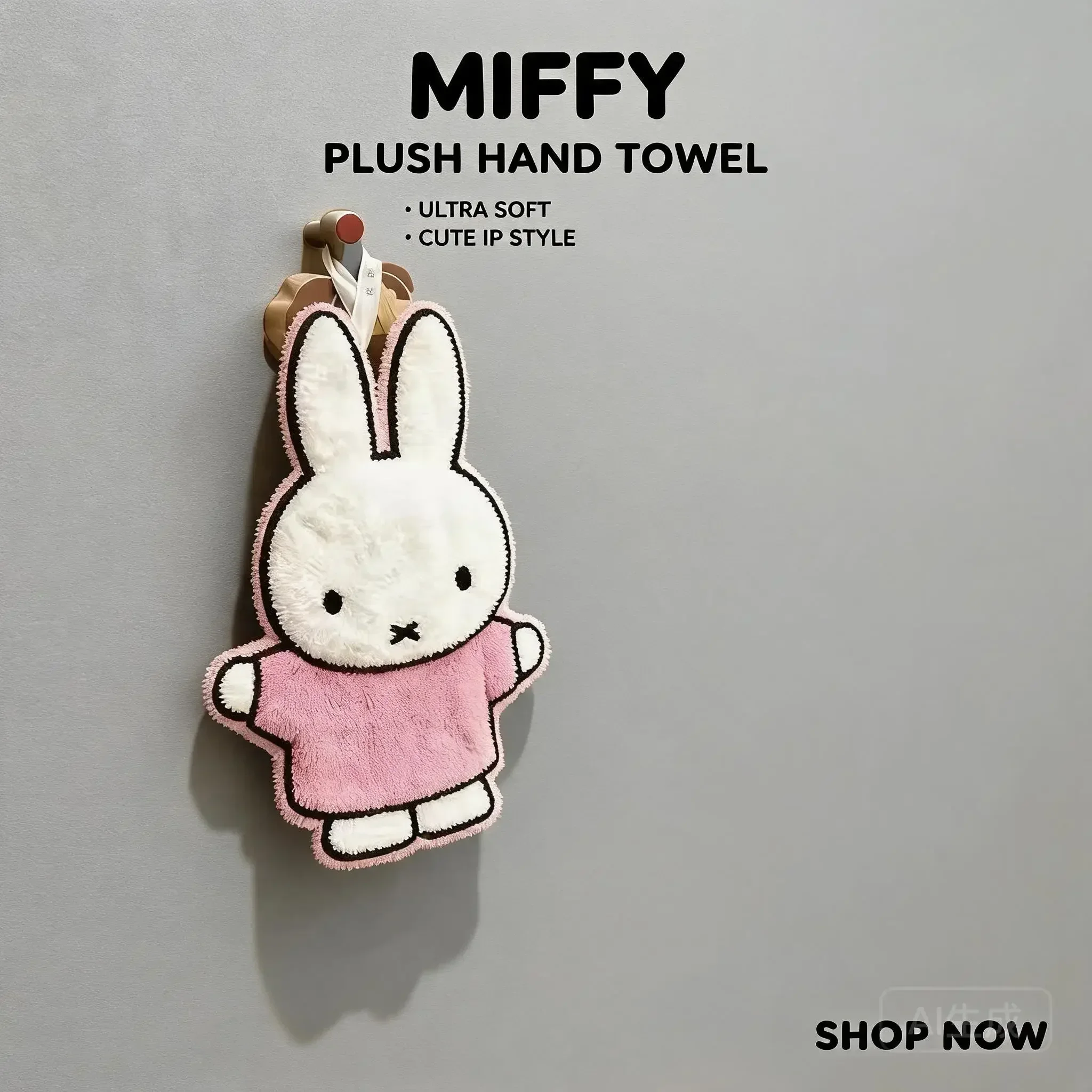 Kawaii Cute Miffy Rabbit Karin Thick Coral Super Absorbent Hanging Kitchen Towel Hand Wiping Cartoon Design Soft Bathroom Towel view 2