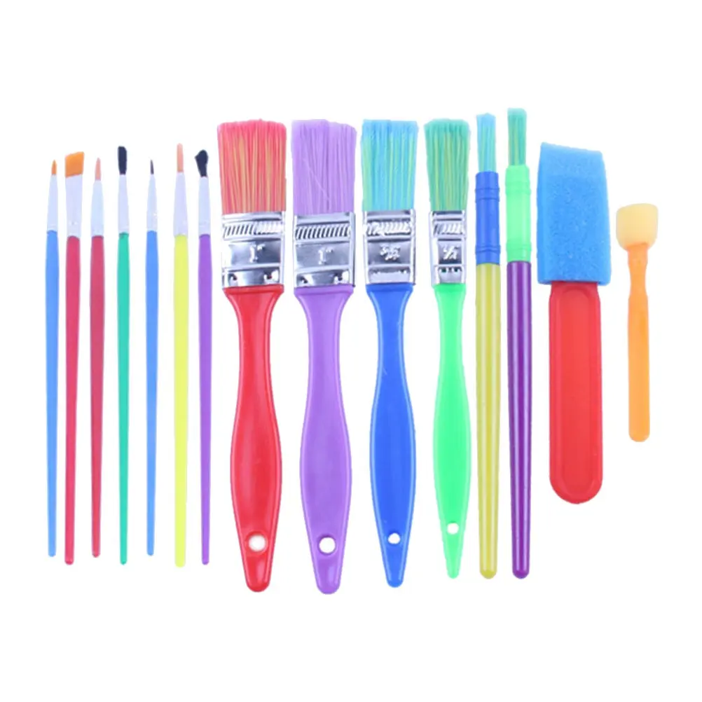 

15 in 1 Graffiti Painting Set Mini Sponge Brush Kit Various Sizes Shapes Colors Easy Grip for Early DIY Learning Paint