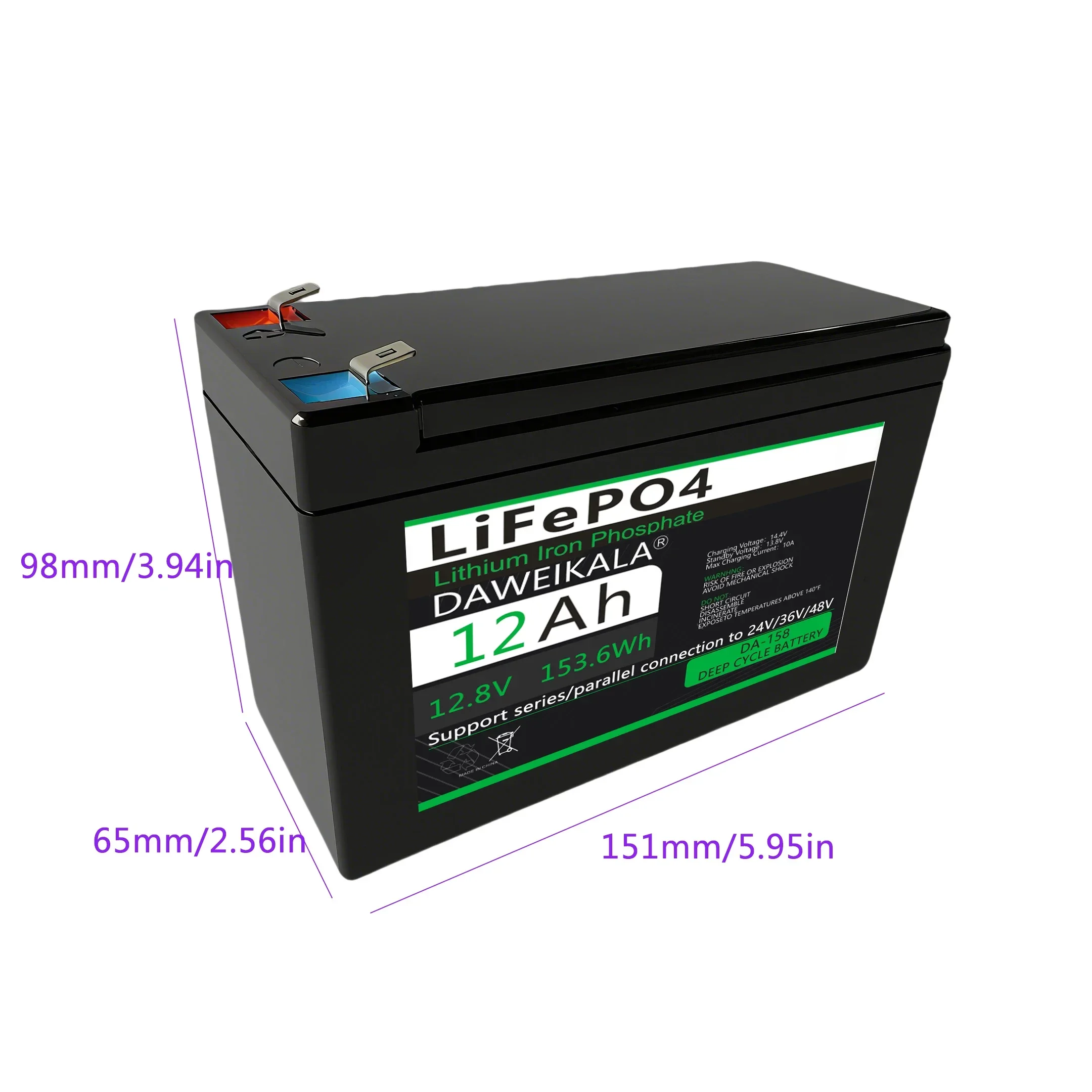 12V 6Ah 12Ah 15Ah LiFePO4 Battery With Built-in BMS Rechargeable Lithium Iron Phosphate Batteries for Kids Car Scooter