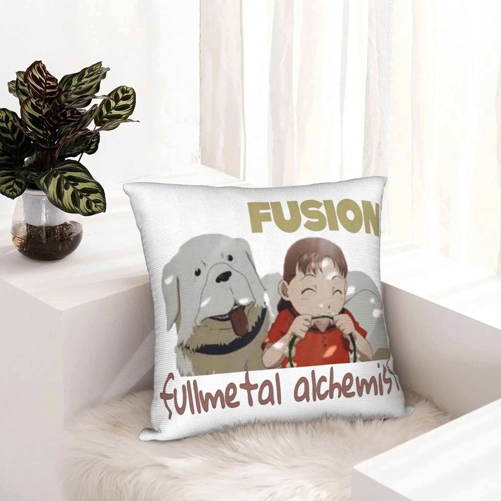 Fullmetal Alchemist Japanese Anime Pillowcase Printed Cushion Cover Gift Nina and Dog Fusion Pillow Case Cover Home Square 18''