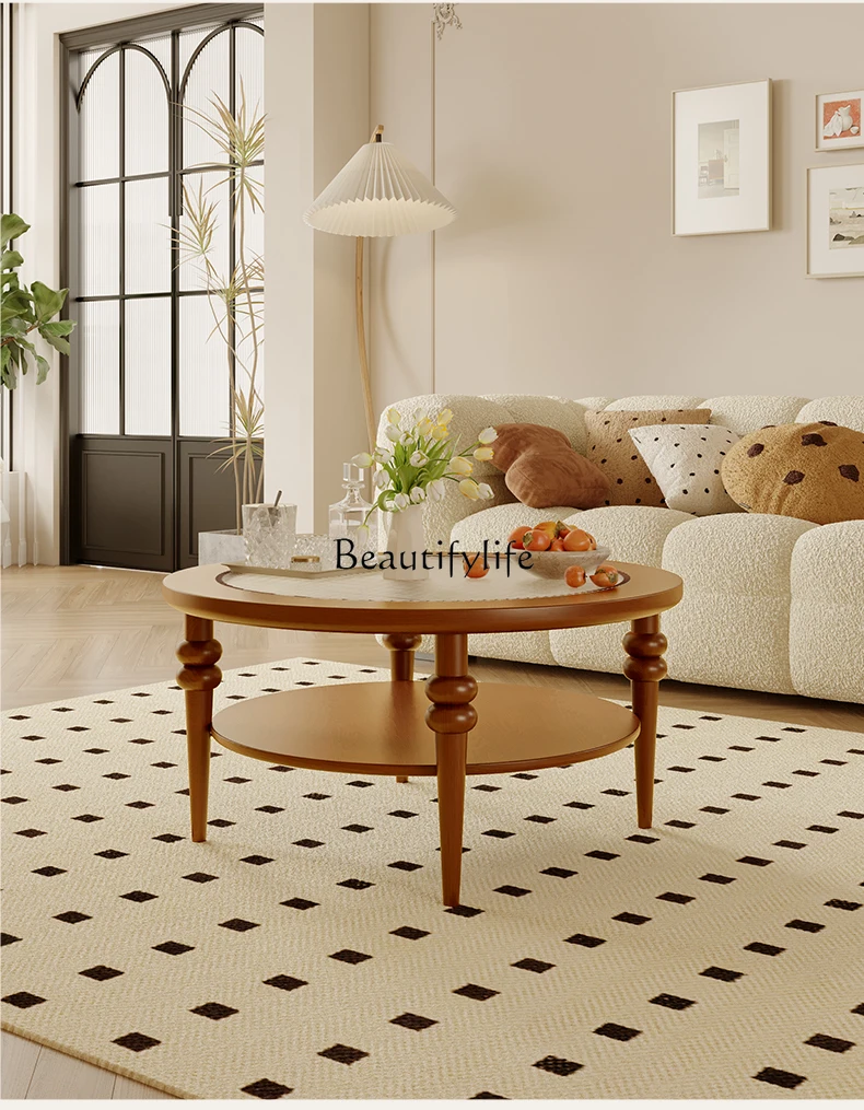 French retro ballet round coffee table premium solid wood oval