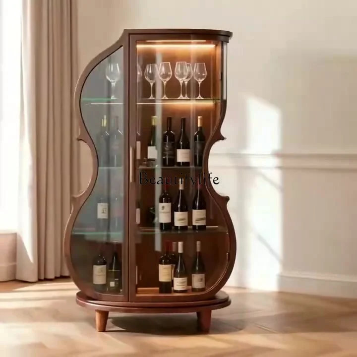 

yj5 American Cello North American Black Walnut Display Cabinet Living Room Art Solid Wood Wine Cabinet