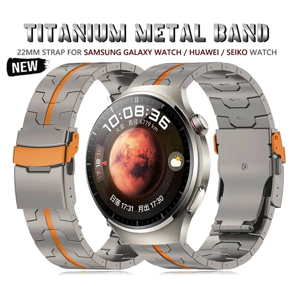 

22mm Titanium Luxury Band For Huawei Watch 4/4Pro GT4/3Pro 46mm Ultimate Metal Strap For Amazfit Balance GTR 4/3/2 47mm Bracelet