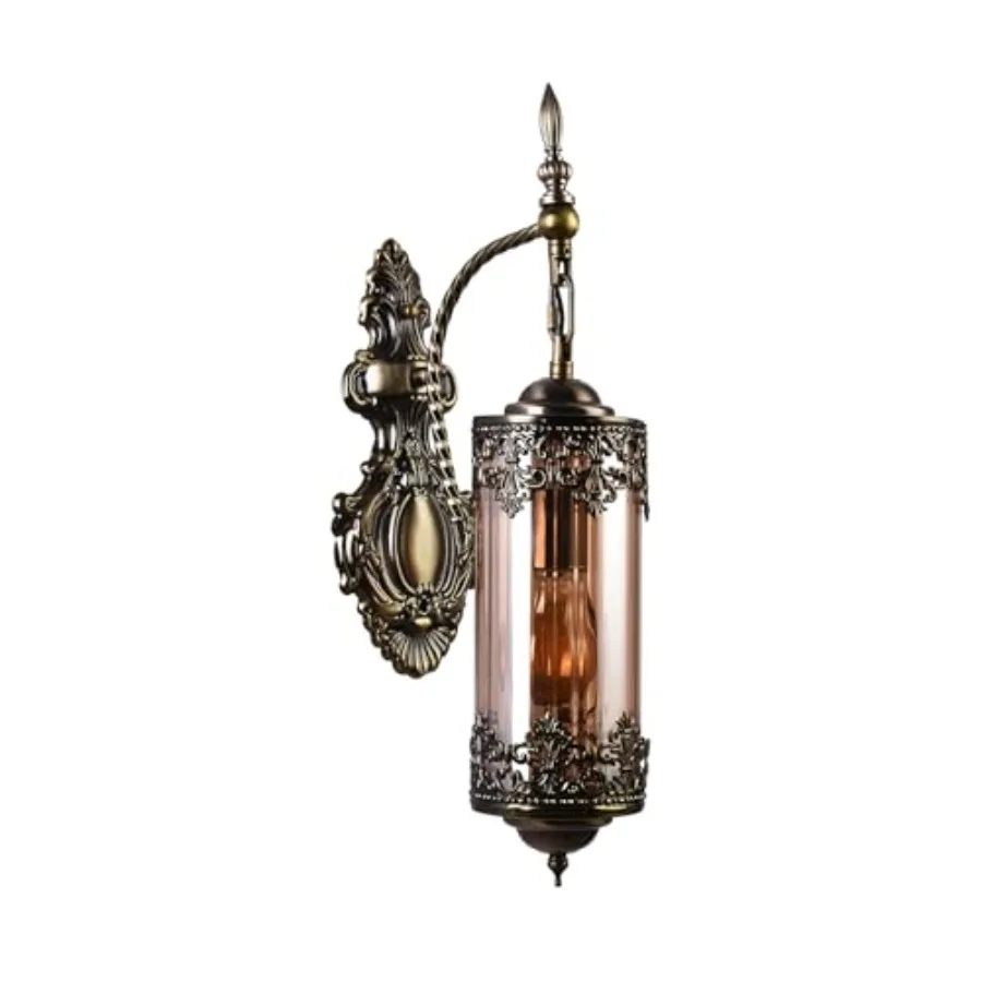 

Rustic Wall Sconce with, Vintage Antique Gothic Wall Light Fixture E26 Mid Centry Lantern Bedside Sconces Wall Lighting for Liv