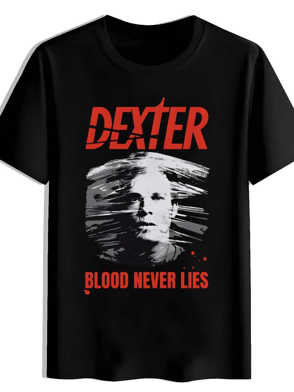 Camiseta Gráfica Inspirada na Série de TV Dexter para Homens, Design Casual de Manga Curta para o Verão, Blood Never Lies & Dexter para Fãs