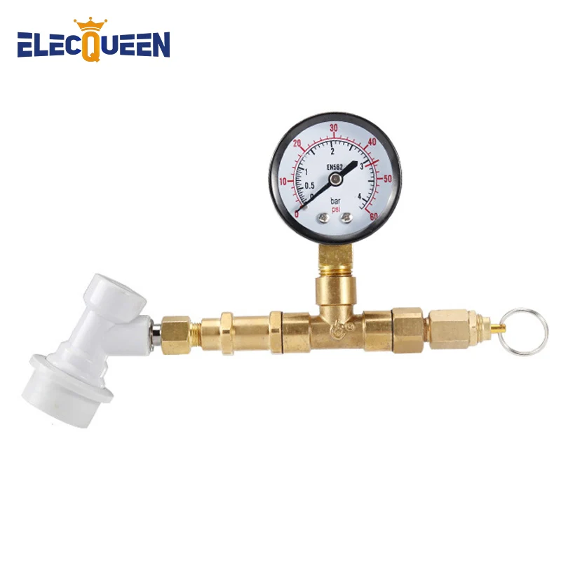 Brew Pressure Fermentation Valve Gauge, 0-60Psi Co2 Charger with Gas Ball Lock Disconnect,Control Fermentation Pressurized Rate