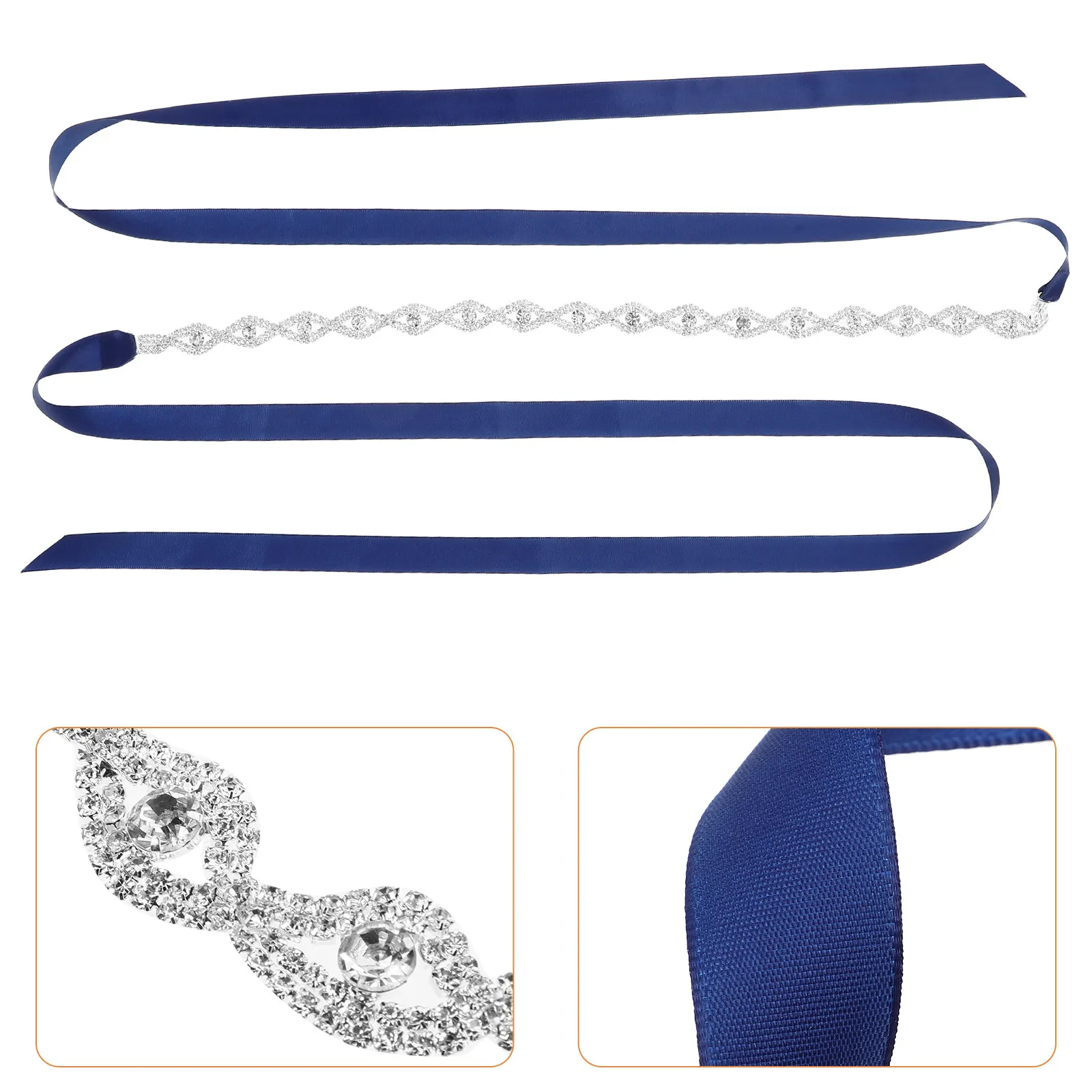 

Luxury Rhinestone Bridal Sash Belt Dark Blue Elegant Wedding Dress Belt Bridesmaid Jewelled Waist Chain Party Formal