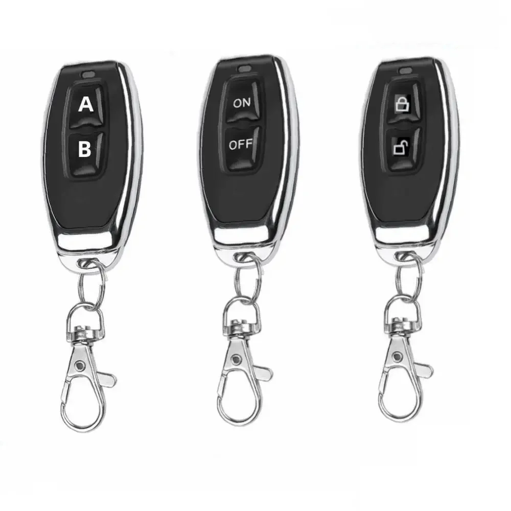 10pcs 433MHZ Remote Control 2 Channel EV1527 Transmitter Momentary Mode Self Locking Switch Relay Interlock Garage Door Keychain