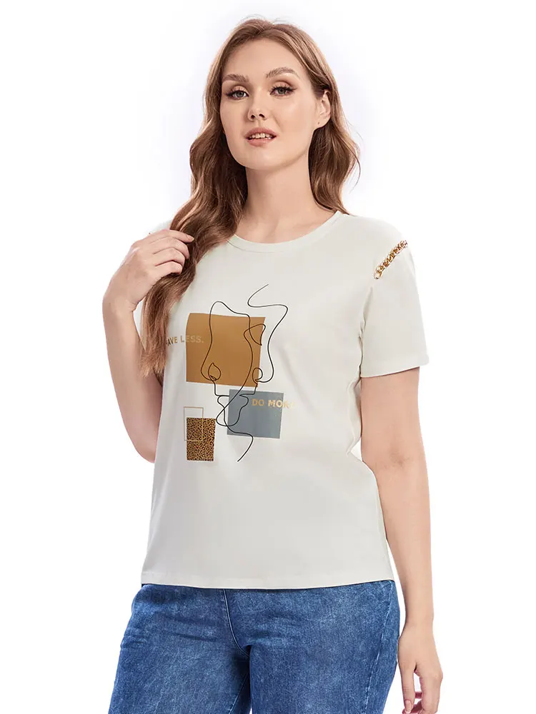 قميص نسائي منسوج برقبة دائرية مقاس كبير ينتمي إلى فئة الملابس النسائية #1