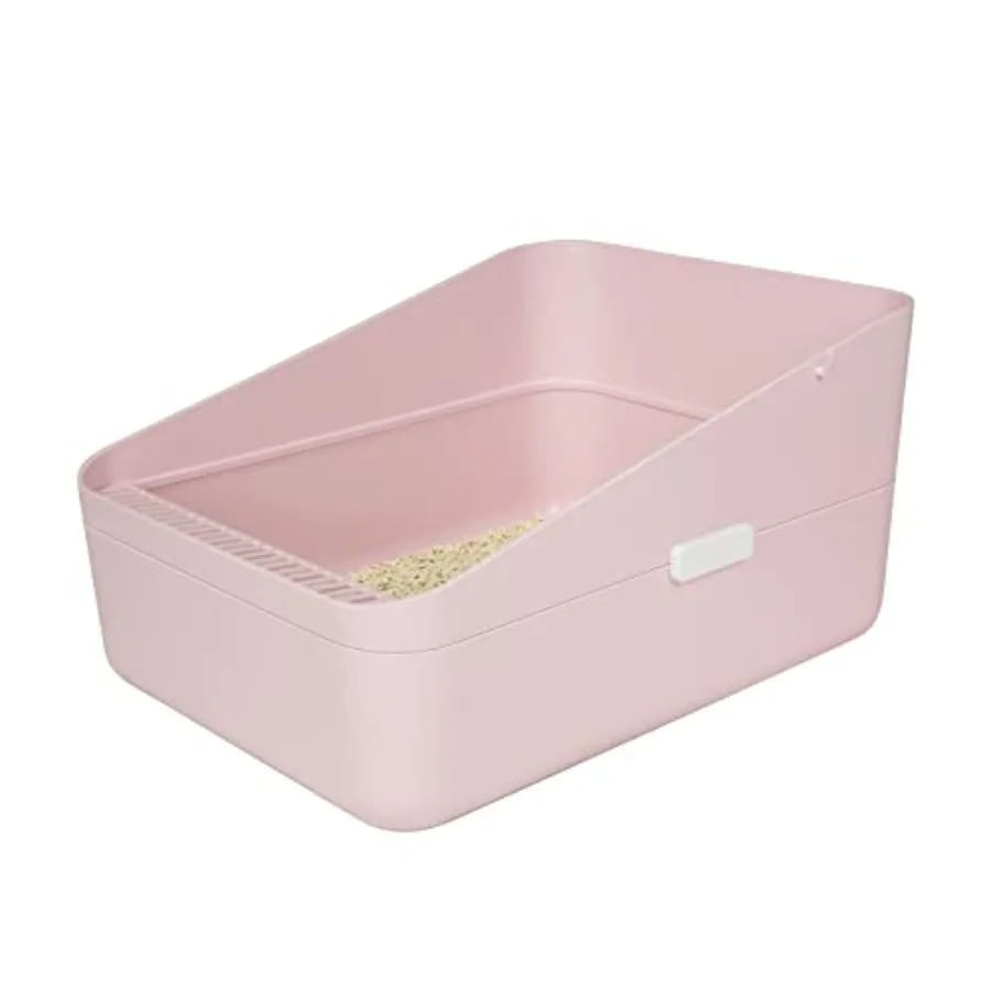 

Open High-Sided Cat Litter Box - ediu, Anti-Scatter and Low Tracking, Raised Enclosure Leak-Proof, Easy-Clean ABS Material, for