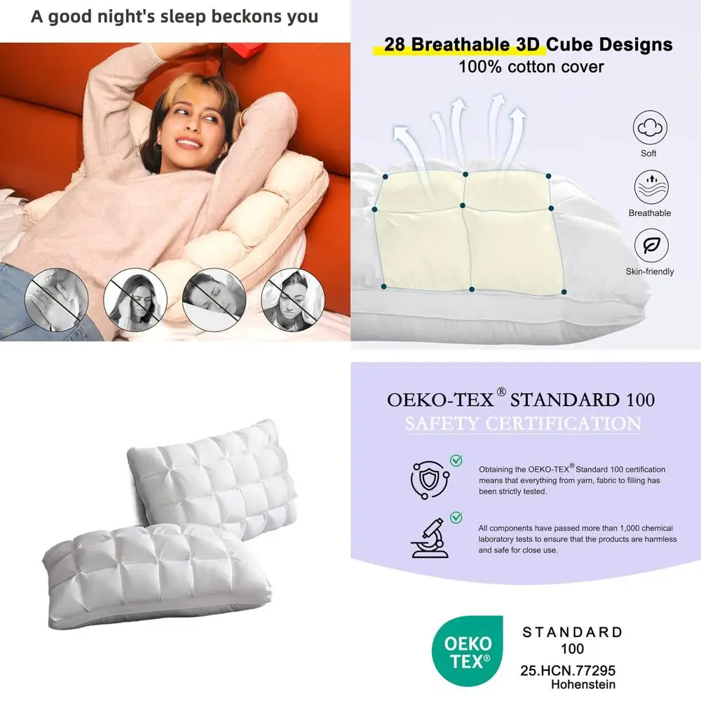 

Роскошный набор пушистых королевских подушек, мягкая поддержка для боковых спалений, комплект из 2 белых подушек в отеле