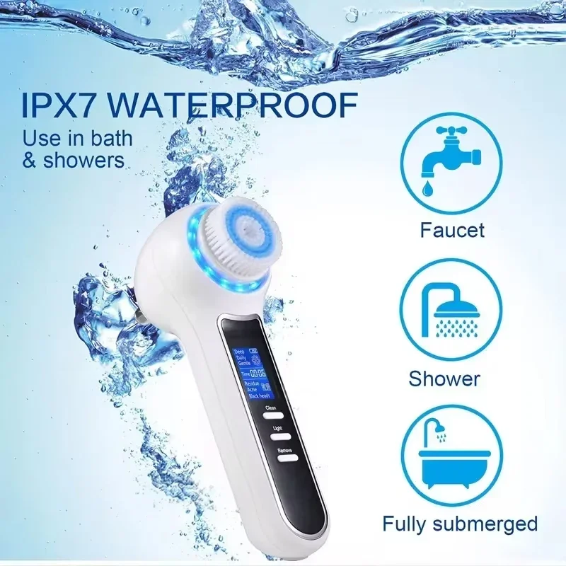 Spazzola elettrica per la pulizia del viso 5 in 1 Aspirapolvere per la rimozione dei punti neri con spazzola ricaricabile per la rotazione del viso Pulizia profonda dei pori del viso