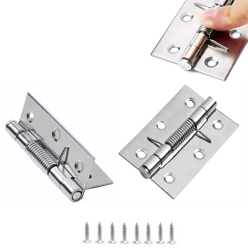 

2inch 3inch 4inch Spring Loaded Hinges for Cabinets Stainless Steel Spring Hinges With Screws Self Closing Door Hinges 2/6pcs