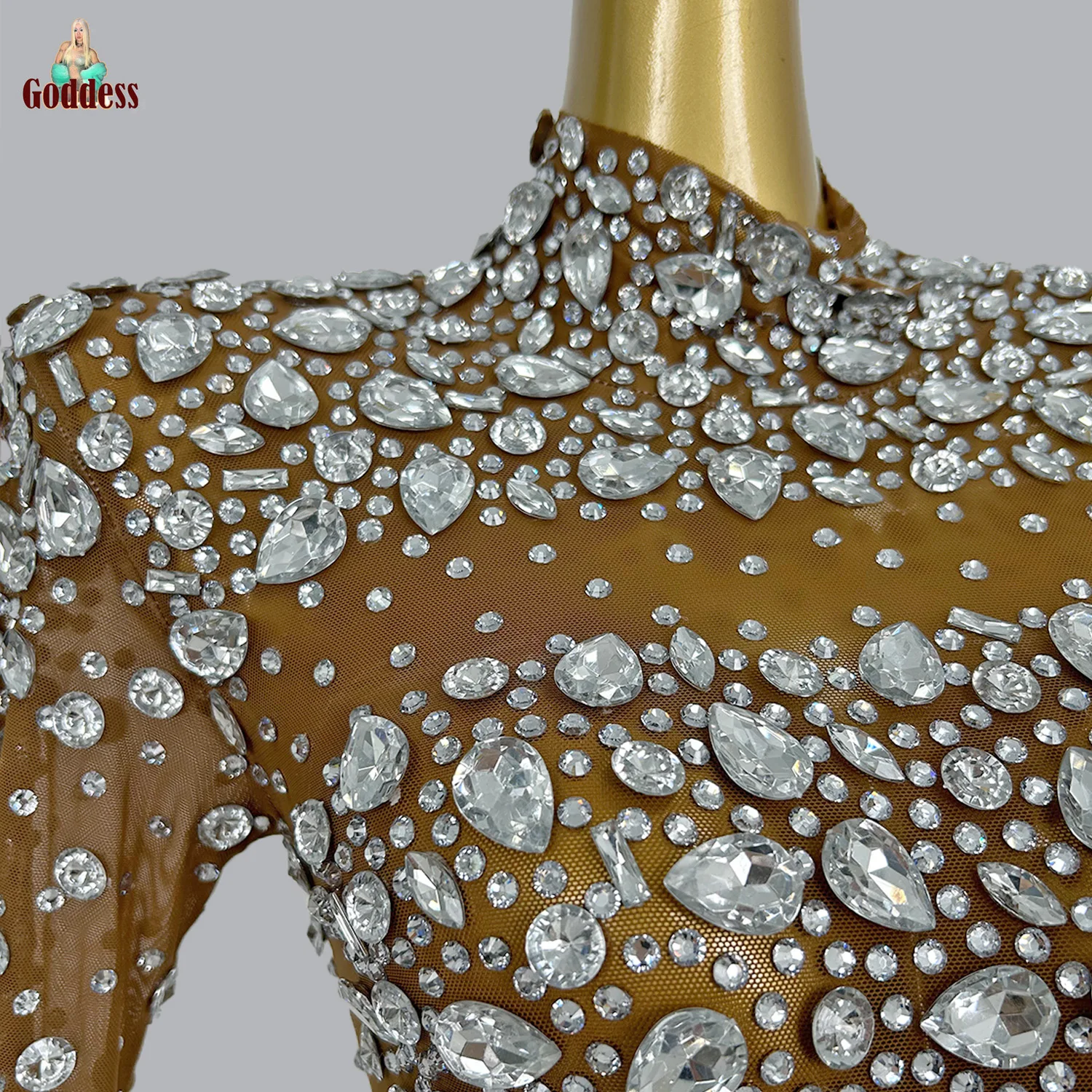 Vestido largo elegante con diamantes de imitación, vestido de noche de cóctel para mujer, fiesta de celebración de cumpleaños, cena de lujo, vestido de malla, ropa de fotografía