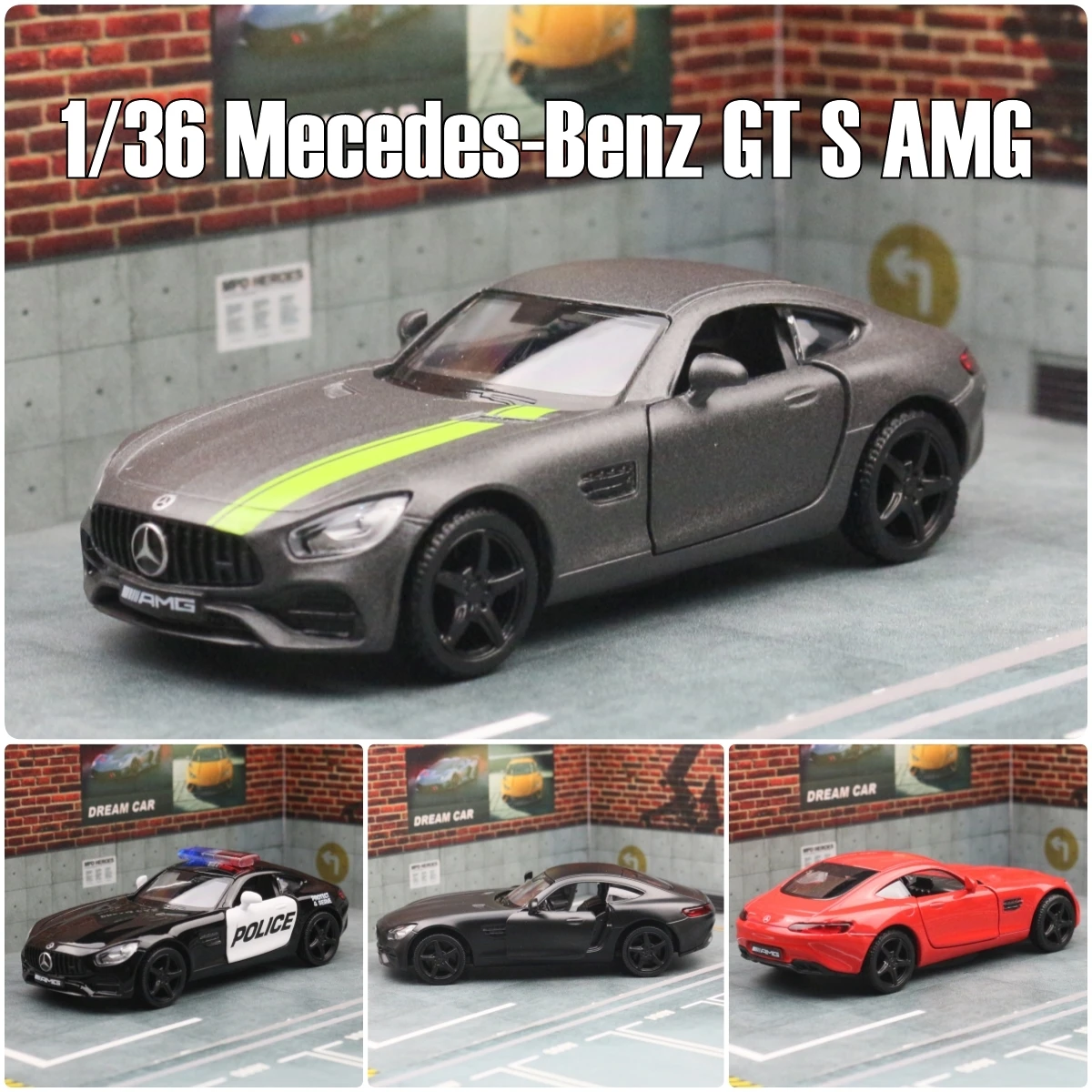 

RMZ City 1:36 Scale AMG GTS Super Racing Toy Car Diecast Vehicle Model Pull Back Educational Collection Gift For Children