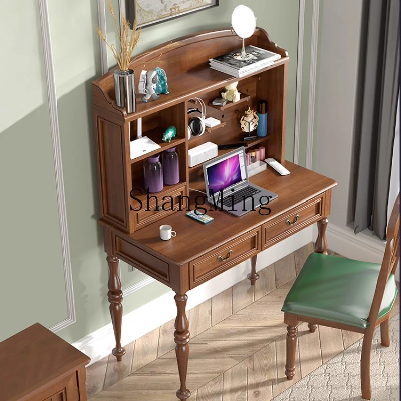 

ZYY all solid wood retro European living room bedroom desk bookshelf combination hole board workbench