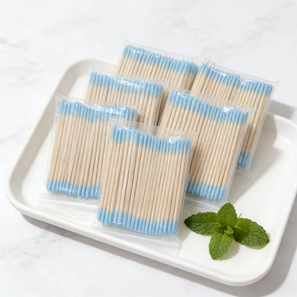 

Blue Double Side Wood Cotton Swab Microbrush Sticks Cleaning Swabs Nails Ear Toothpicks Cosmetic Eye Lash Glue Removing Tools