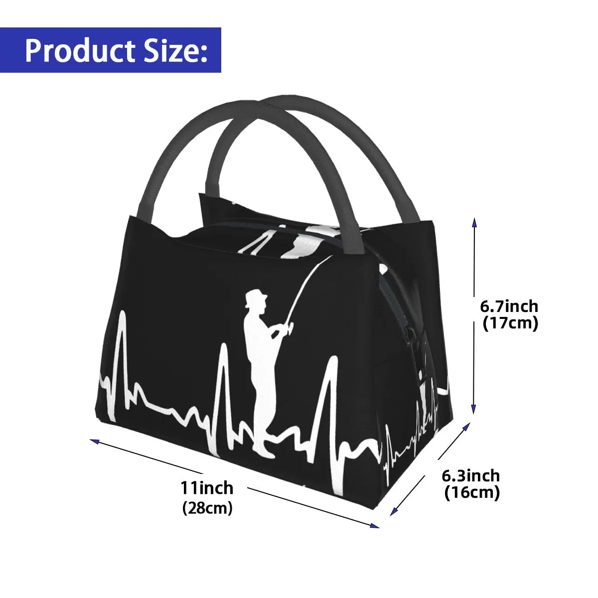 Fisherman Heartbeat Fishing Decal Portable insulation bag for Cooler Food Office Pinic Container