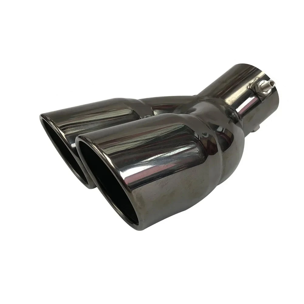 Universele 63mm Auto Inlaat Dubbele Vat Achter Uitlaat Tip Uitlaat Zwart Titanium Uitlaat Rvs Auto accessoires