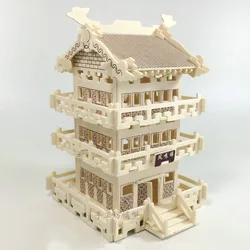 Feng Ming Pavilion Chinese Ancient Tower Wooden 3D Puzzle Building Model Toy Woodcraft Construction Kit Boy Girl Friend Gift
