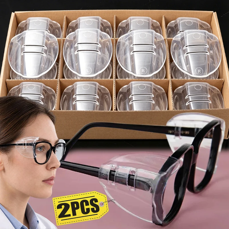 TPU Transparent Anti-glare Eyeglass Frame Protective Side Wings Glasses Side Shield Windproof Splash-proof Safety Tools 2PC