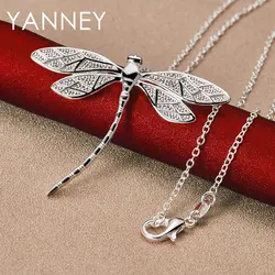 New 925 Sterling Silver 16-30 Inches 45MM FIne Dragonfly Necklace For Women Fashion Wedding Gift Party Jewelry