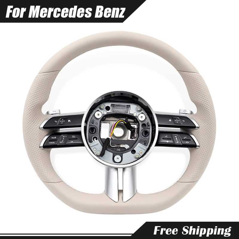 

Beige Car Sports Steering Wheel For Mercedes Benz AMG Class CLA SLC CLS W204 W205 W212 W213 W221 W222 W177 E63 Car Accessories