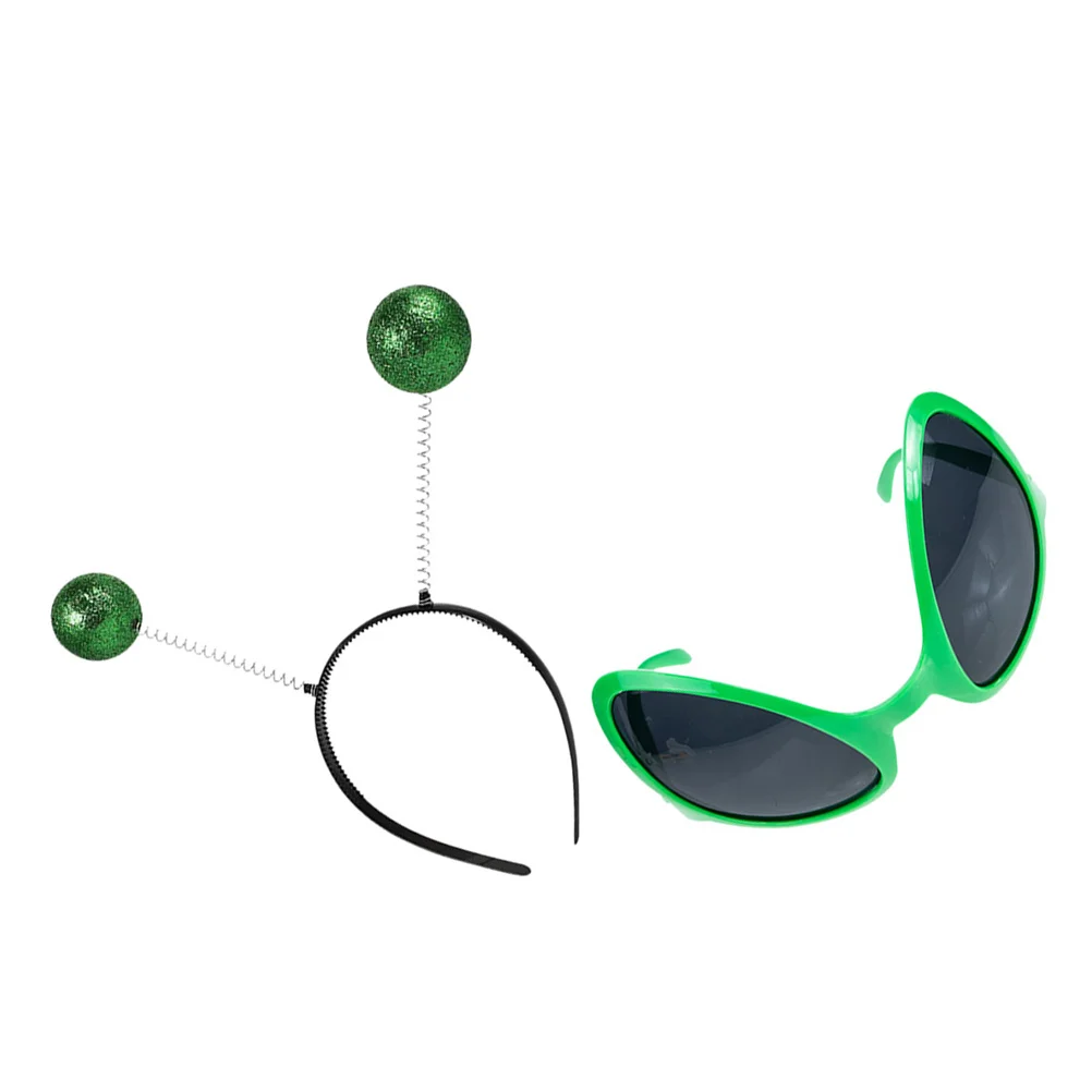 

2Pcs Alien Headband Antenna and Glasses Plastic Sunglasses Set Halloween Costume Party Cosplay Space Accessories