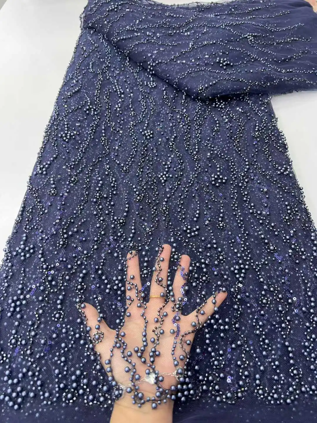 브라운 스팽글 비즈 자수 레이스 원단, 우아한 프랑스 네트 레이스 원단, 비즈 장식 나이지리아 스팽글 레이스 원단