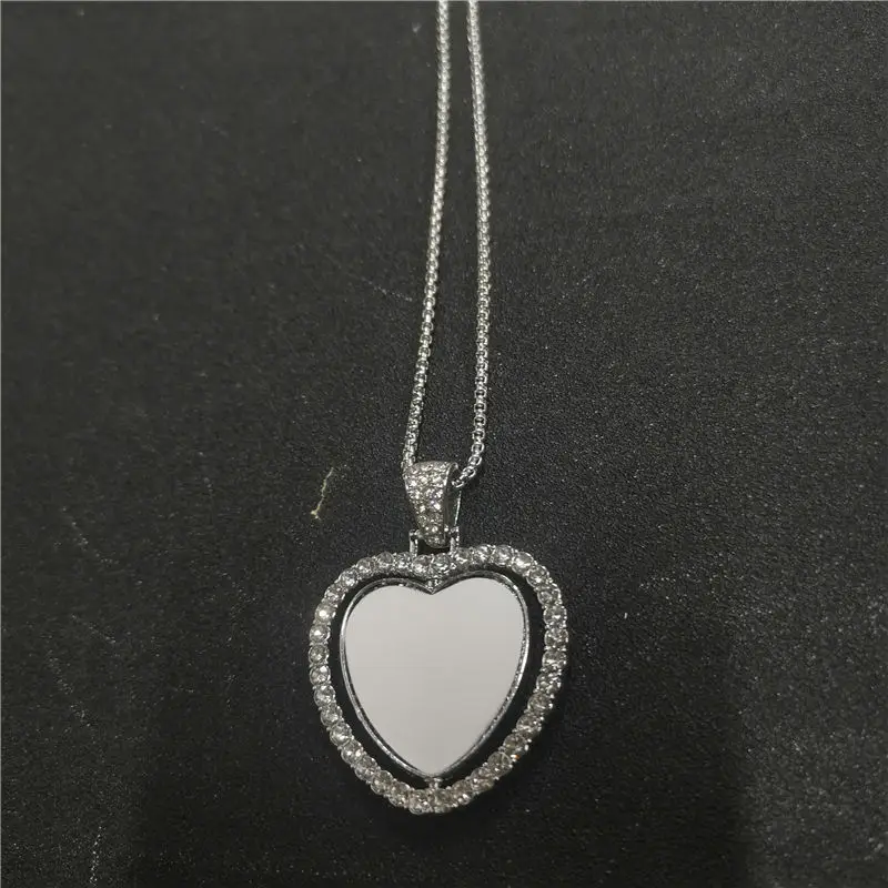 sublimation blank small heart photo necklaces pendants  hot transfer printing blank consumables 20pcs/lot