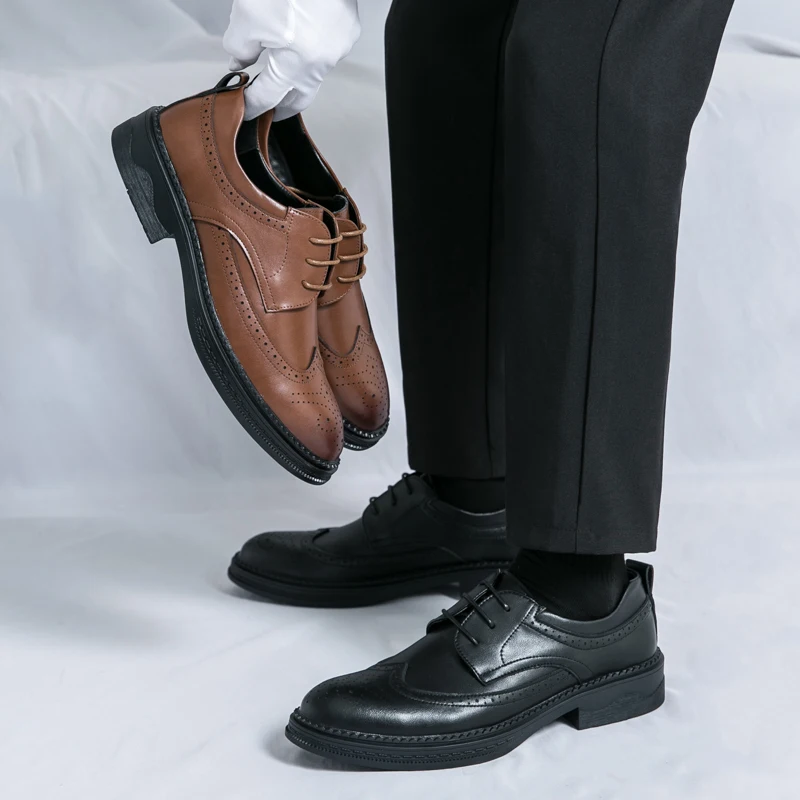 

2025 Autumn New Cross border Leather Shoes for Men's Casual One Step Stepping British Business Formal Large Size Set Leather Sho
