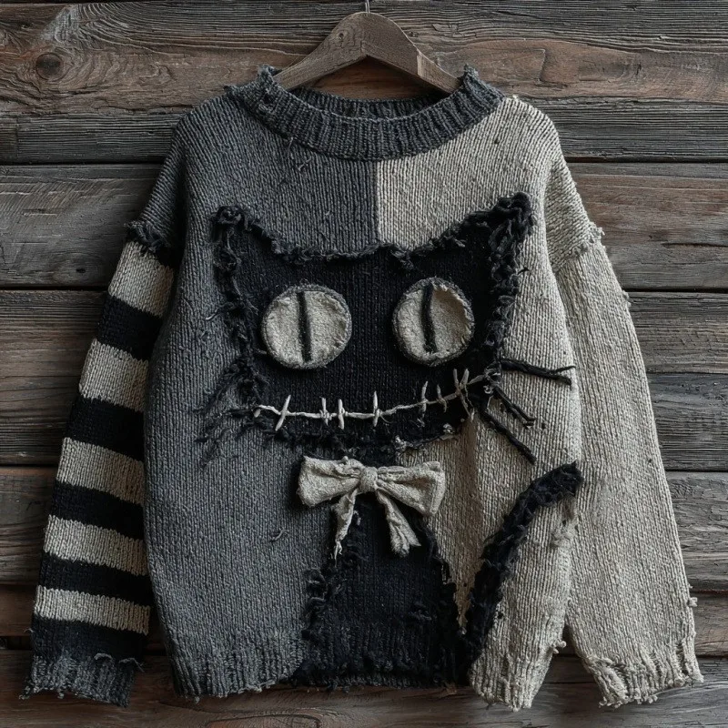 2025 New round Neck Sweatshirt Thick Needle Fabric Digital Print Unisex Stripe Top Women's Sweatshirt Comfortable Loose Fit