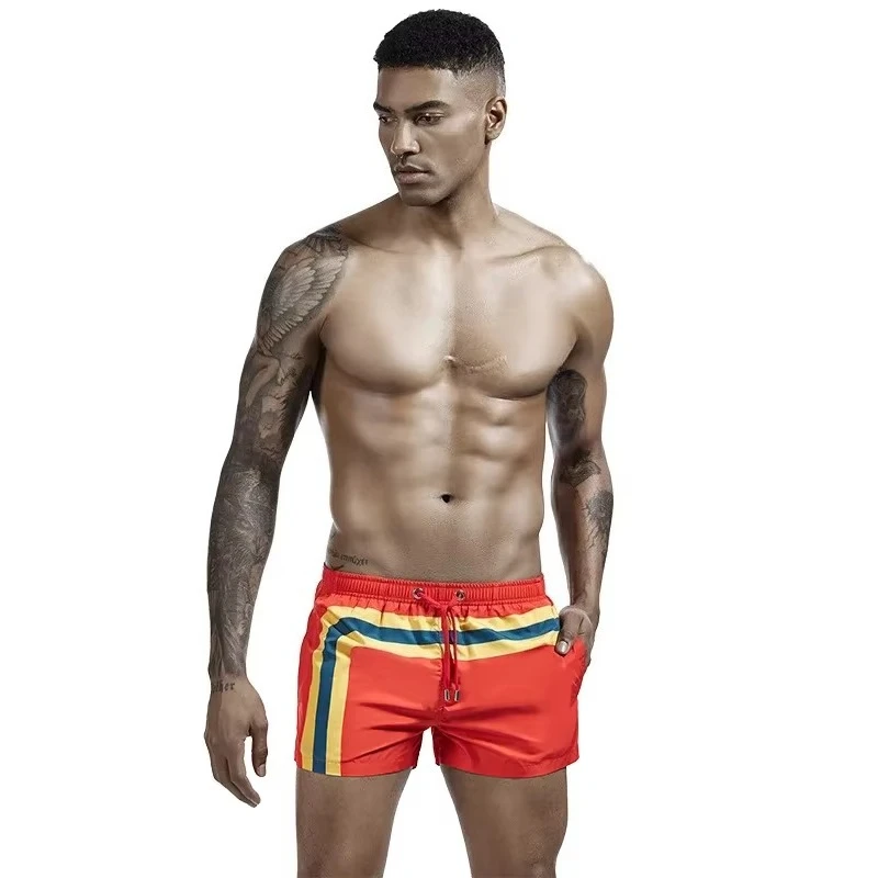 Summer New Art‑Designed Men Short Boxer Swim Trunks Elastic Breathable Male Beach Swimming Shorts