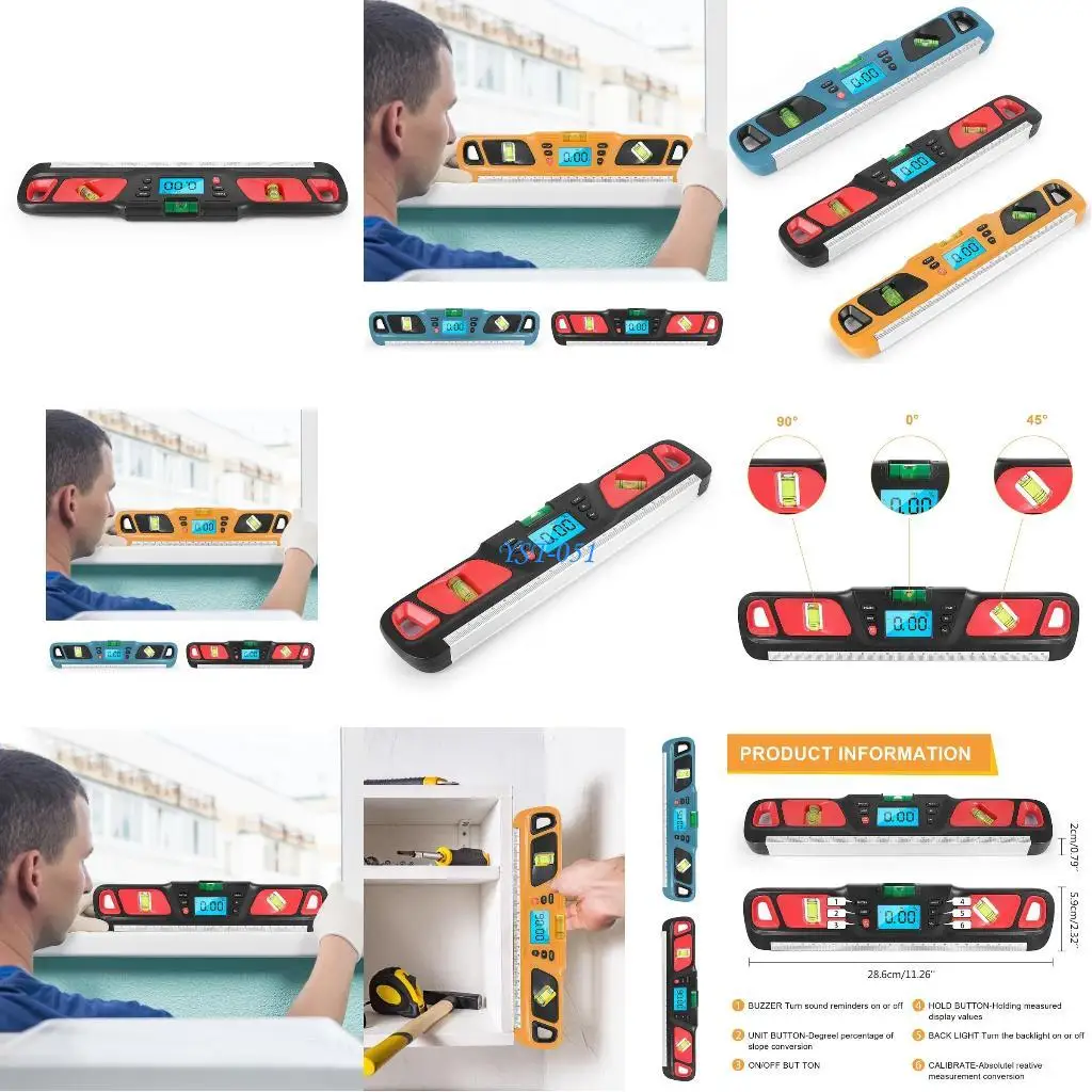 

E15A Level Tool Shockproof 45°/90°/180°Measuring Digital Level Shockproof