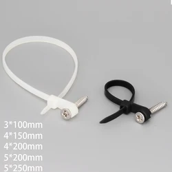 3/4/5*100/150/200/250mm Plastic Nylon 케이블타이 Ziptie Screw Mount Hole Fixed Self Locking Loop Strap Wrap Bundle Cable Tie Zip Ties