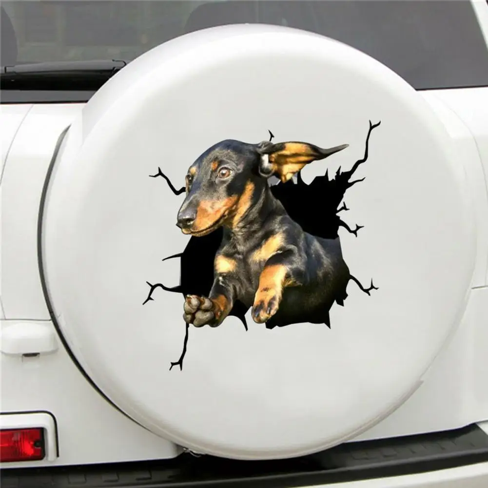 Car Funny Stickers Simulation Pet Crack Design 3D Effect Decorate Eye-catching 3D Simulation Cute Car Window Sticker for Auto