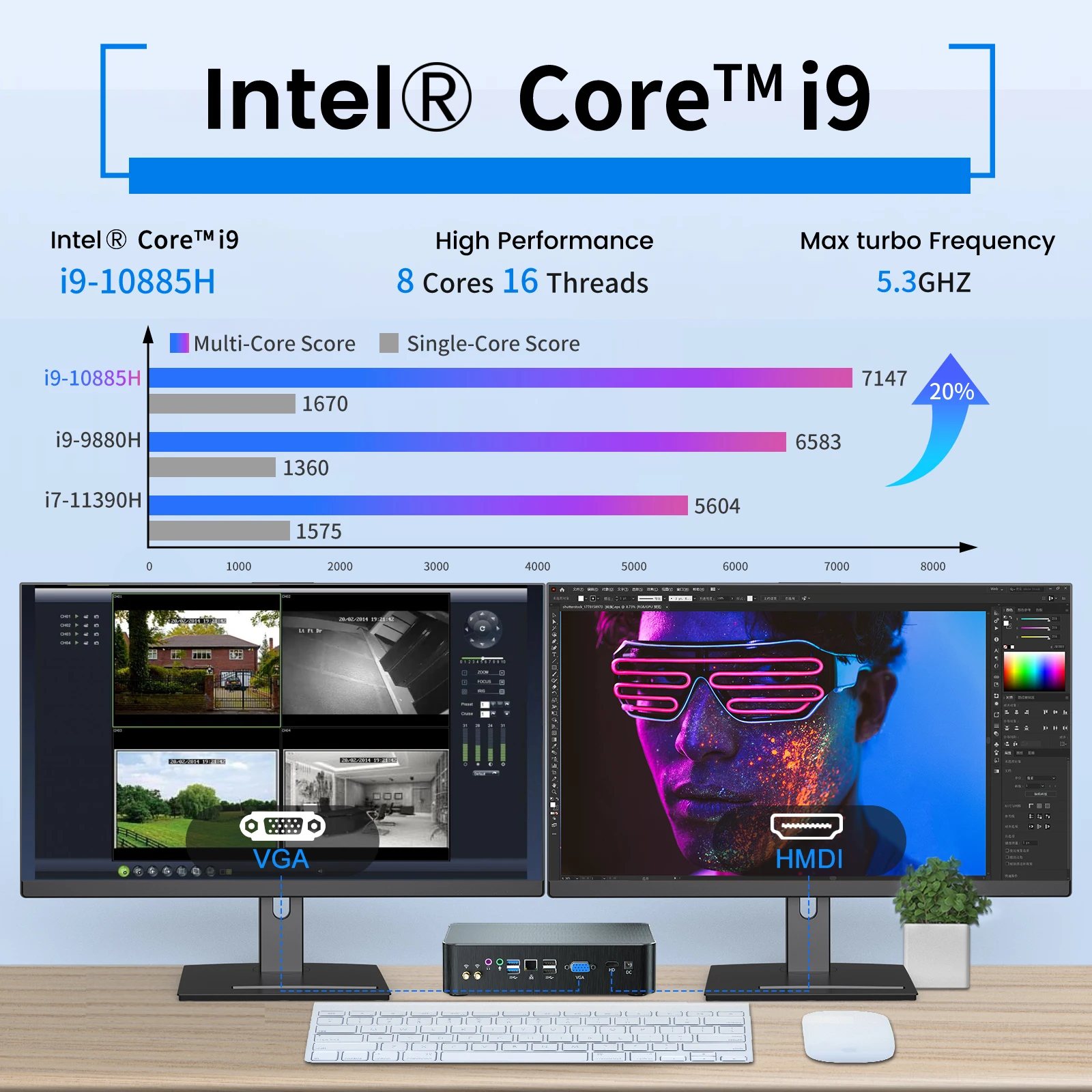 MSECORE Intel i9-11900H 8 ядер Мини ПК Windows 11 Игровой настольный компьютер портативный ПК офисный компьютер DDR4 NVME 4K WIFI6 BT5.2