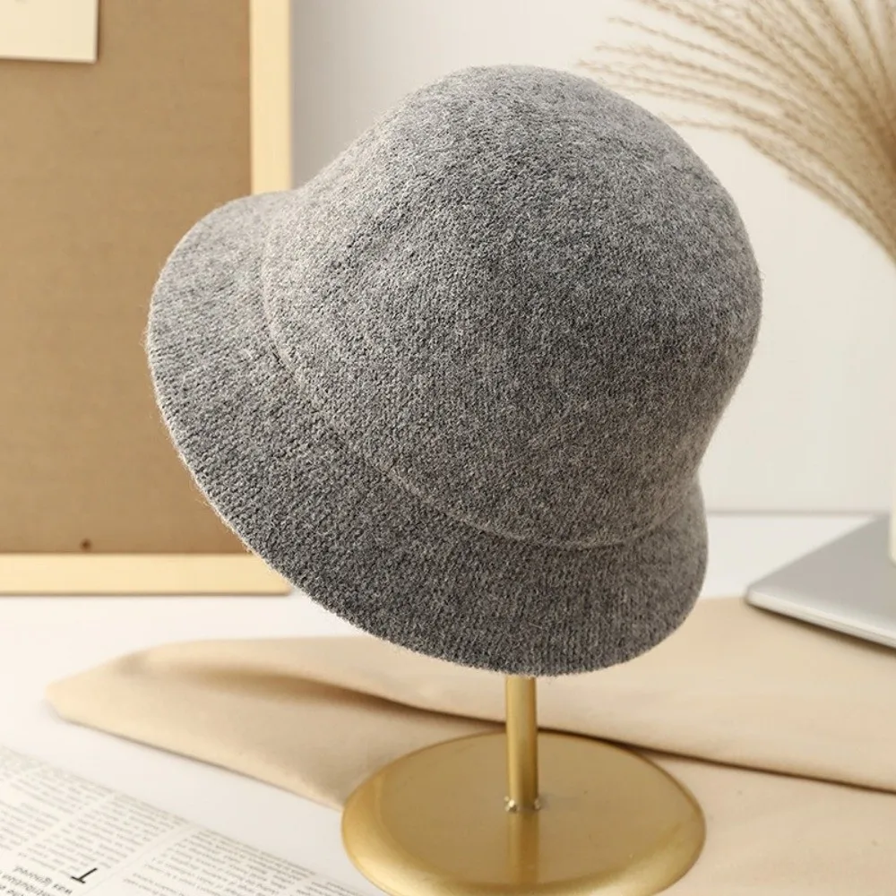 Retro Winter Women Bucket Hats Solid Color Wool Felt Fisherman Cap High Quality Keep Warm Dome Wool Hats Panama Caps
