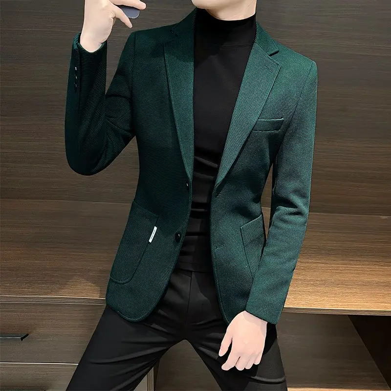 Male Business Blazer Spring Autumn Single Breasted Coat New In High Quality Fashionable Simple Clothing Men\'s Suit Dress Jackets