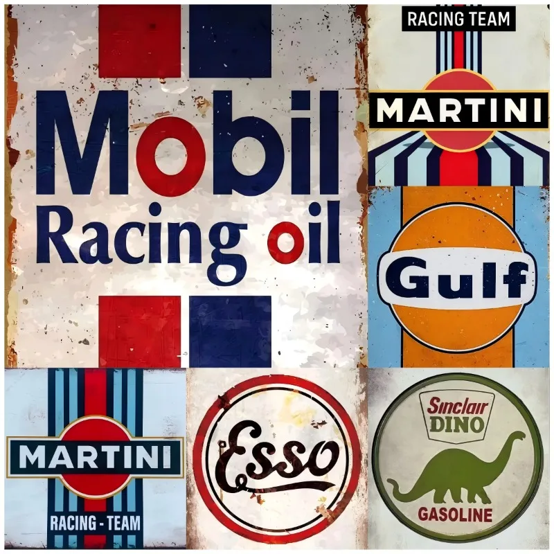 Motoröl Gas Metallschilder Wandkunst Plakette Vintage Eisen Malerei Dekoration für Man Cave Cafe Garage Club Bar