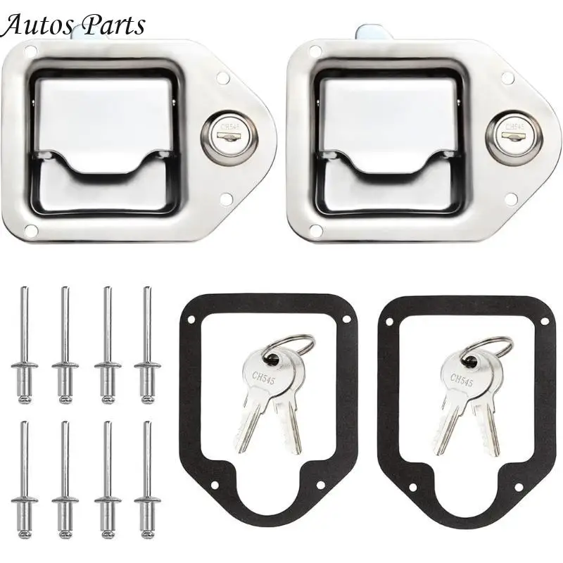 57BA Trailer Paddle Door Latches Handle Truck Tool Box Lock Steel + 4-3/8