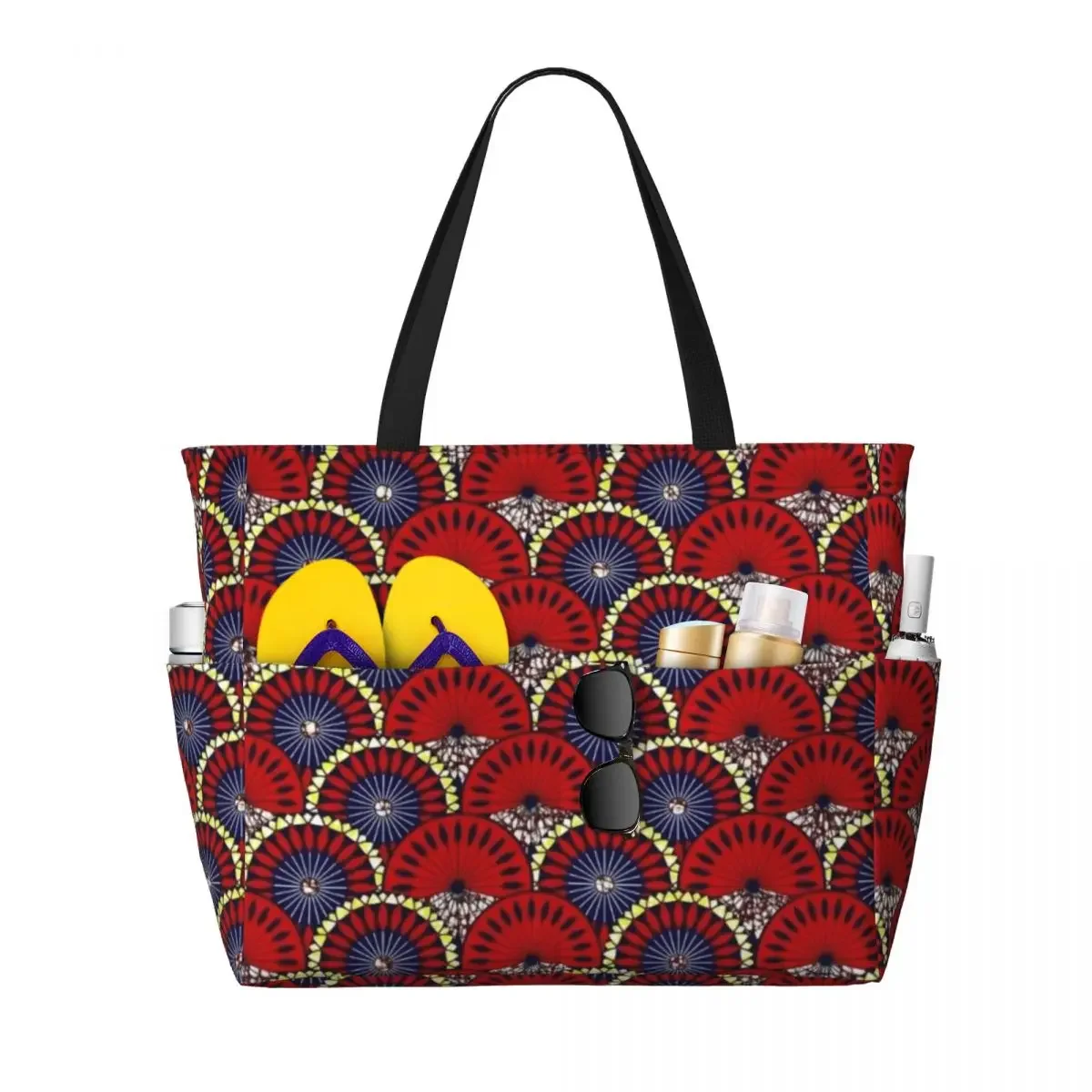 

Custom Ankara Dutch Wax Print Tote Bag Women Big Capacity African Patterns Beach Gym Travel Bags