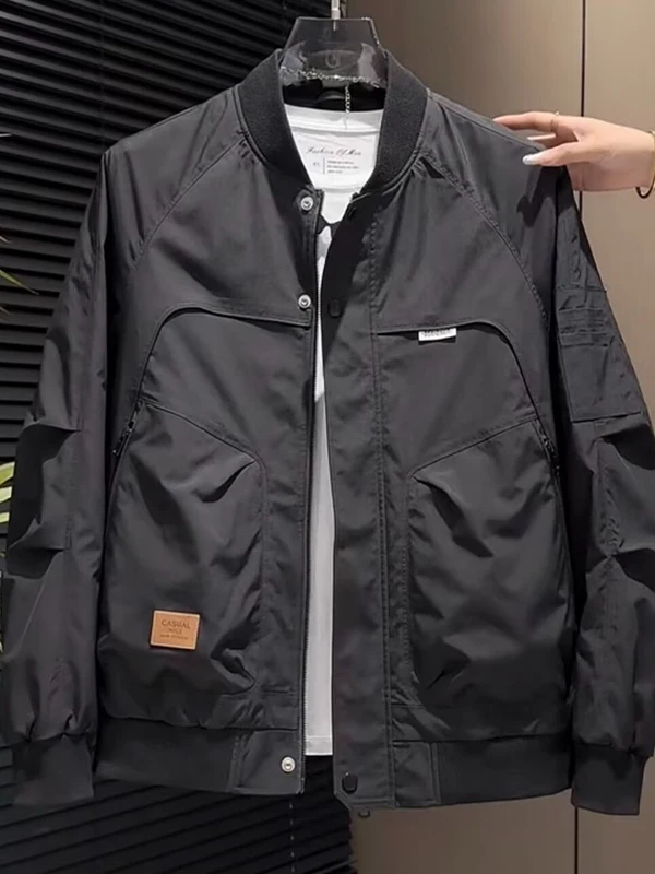 سليم صالح الأمريكية Sle البيسبول Jaet الرجال Faion الحضرية الرجعية الطيار معطف سستة إغلاق طويل Sve البوليستر النسيج