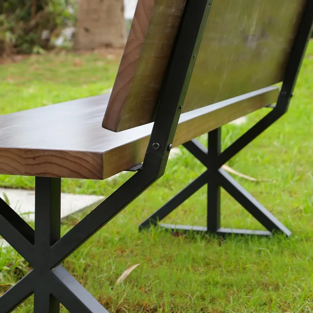 16 Inch Triangle Metal Bench Legs with Backrest Bracket Set of 2 - DIY Project for Outdoor & Indoor Use