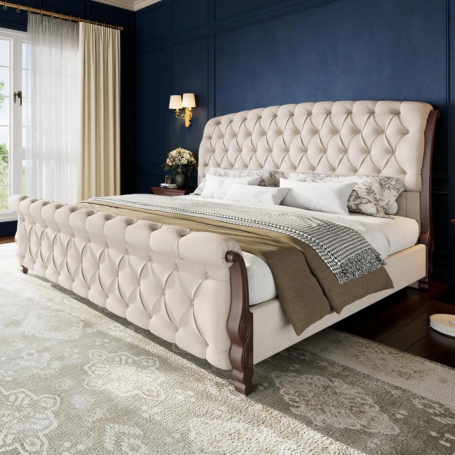 Upholstered Queen Bed Frame, 53