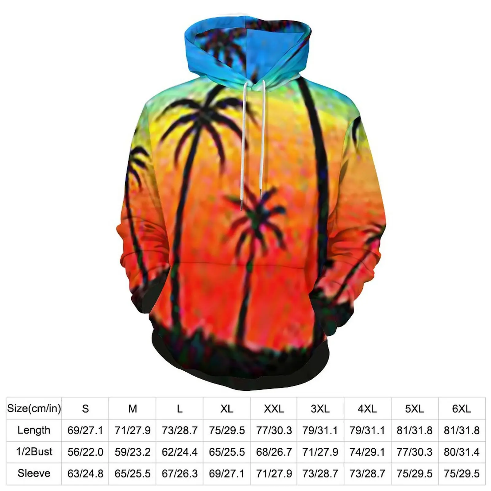 Tropical Sunset Palm Trees Hoodies  Hip Hop Casual Pullover Hoodie Long Sleeve Y2k Design Hooded Sweatshirts Birthday Gift