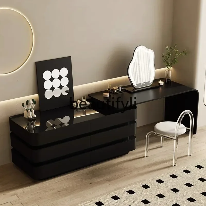 

Solid wood, black dresser, chest, integrated Italian-style high-end cosmetic table, bedroom minimalist, TV cabinet integrate