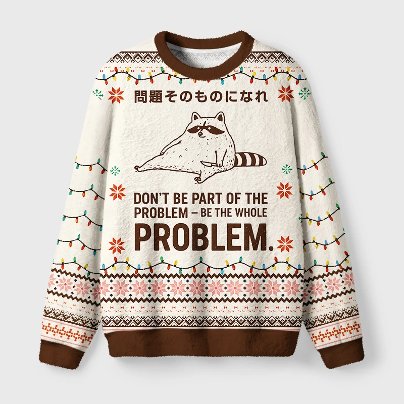 Colorful Raccoon Christmas Sweater Children Adult Couple Family Festival Retro Breathable Leisure Sports Hoodie Hoodie